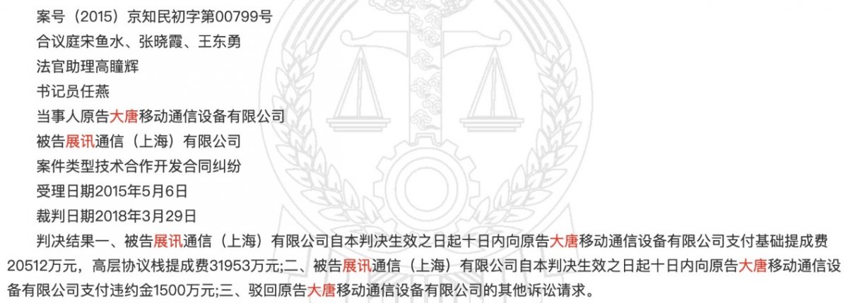 大唐移动起诉展讯通信:索赔6.8亿元(图2) 大唐移动起诉展讯通信:索赔6.8亿元(图2)
